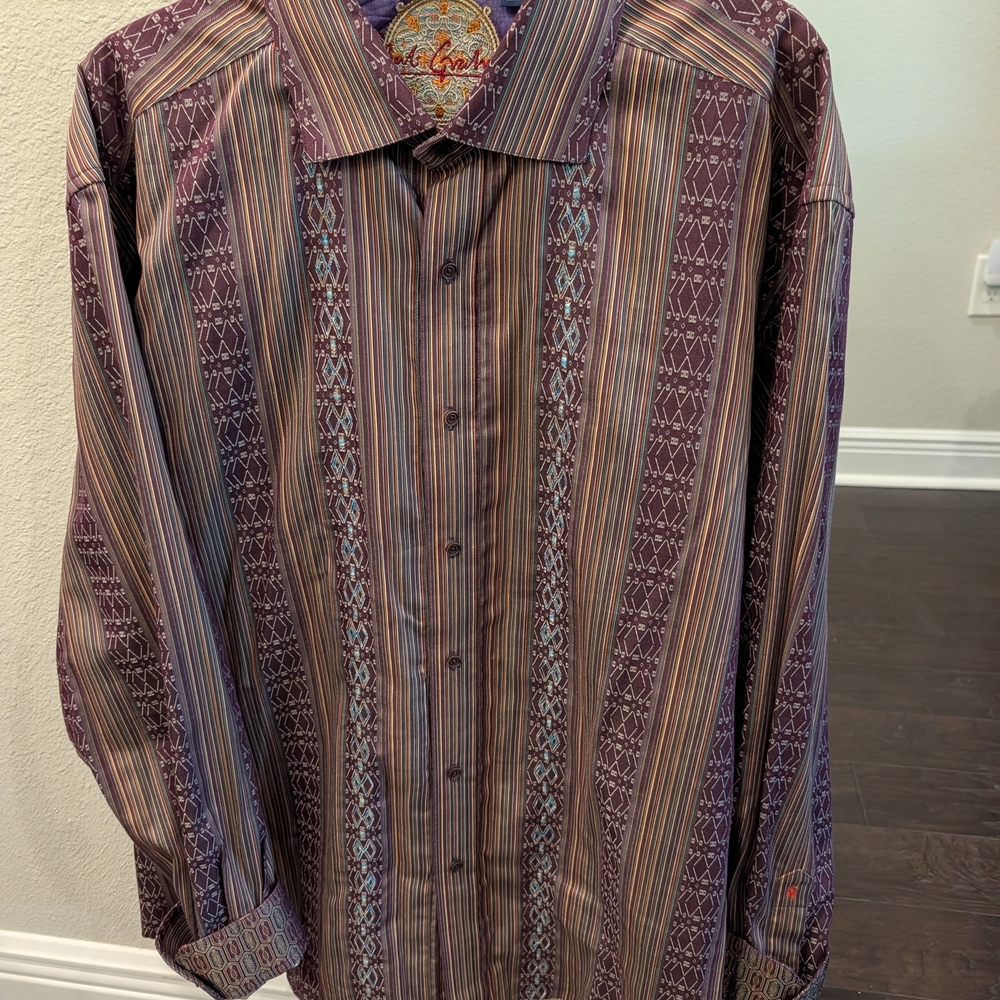 Robert Graham Casual Men's Multicolor Striped Shirt With Contrasting Cuff
